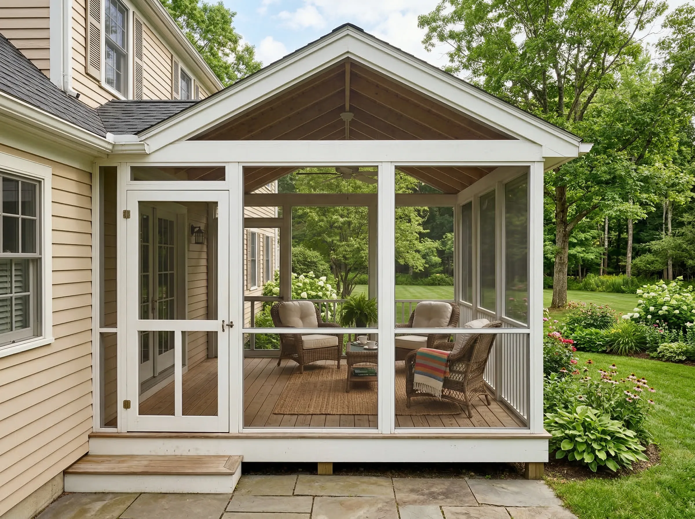 Screened porch installation details in Johns Creek, GA