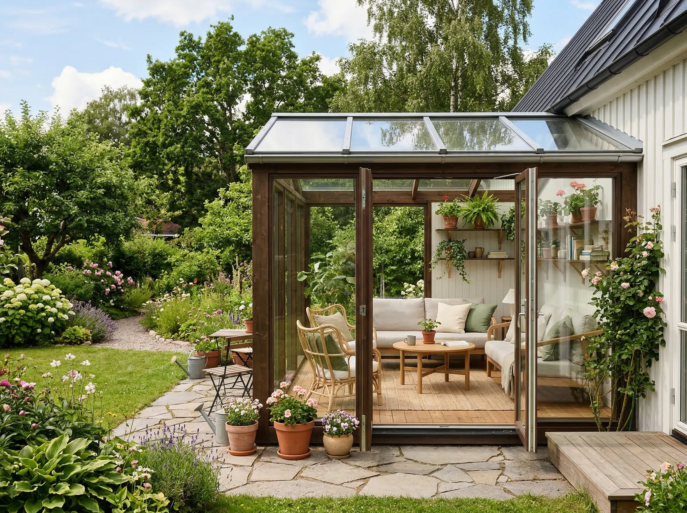 Sunroom with backyard views in Johns Creek, GA