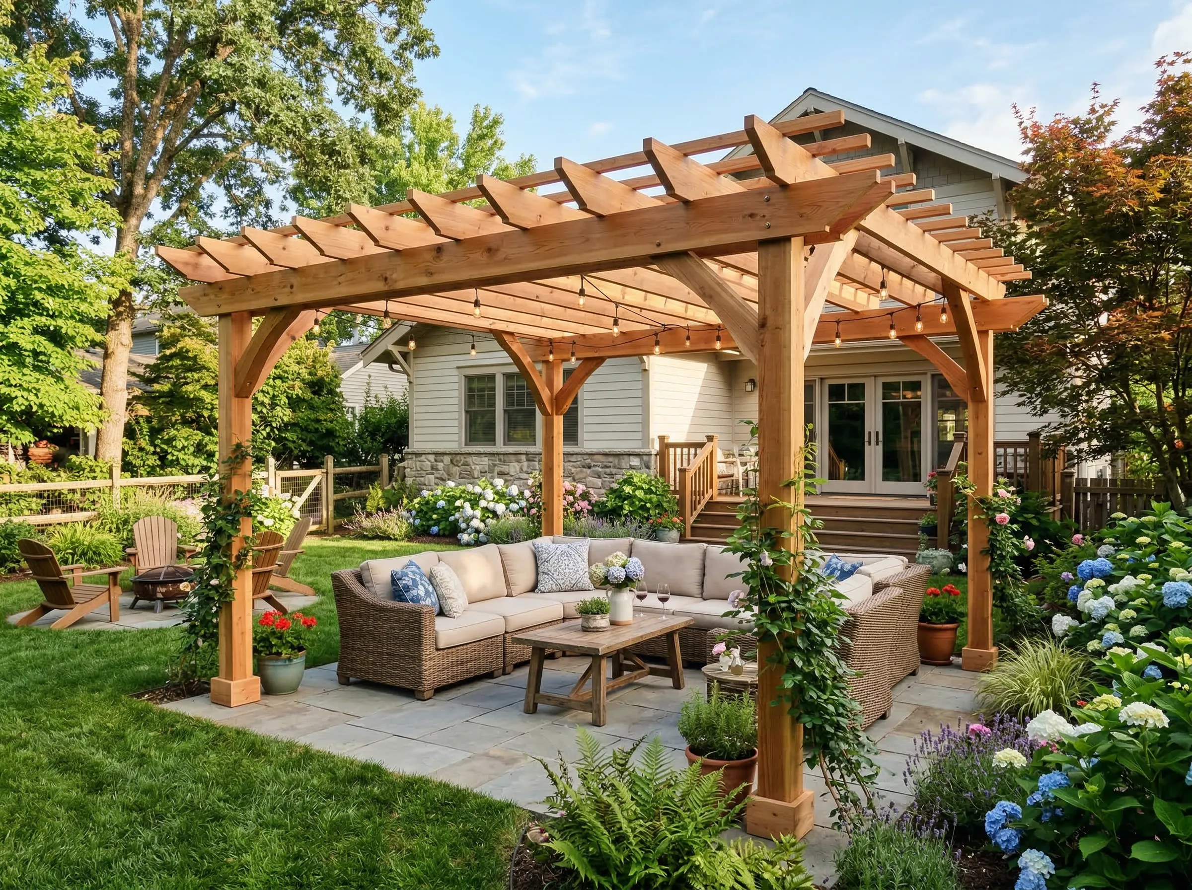Pergola attached to house Johns Creek