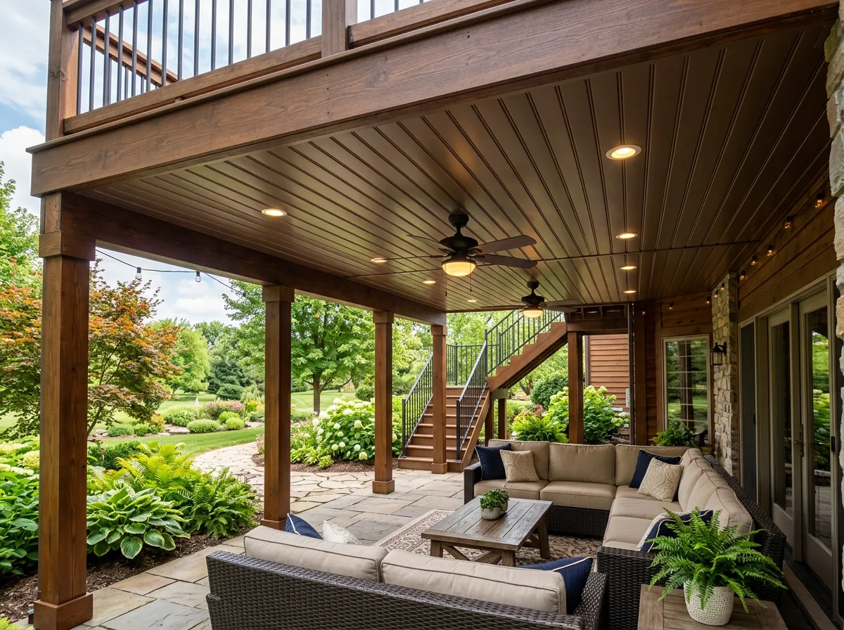 Patio under deck seating area